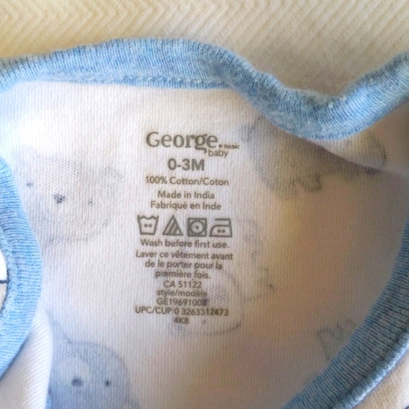 george baby bear bodysuit & joggers matching outfit set 0-3 months baby boy - Picture 4 of 8